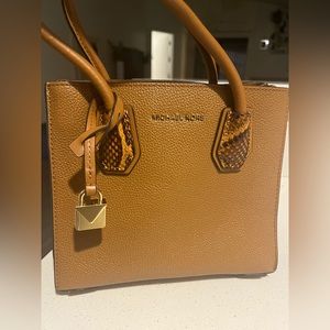 Michael Kors Brown and Snakeskin mix print with gold fixtures